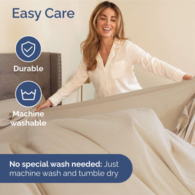 CGK Unlimited wheat color adds hotel-luxury vibe to the bedroom.