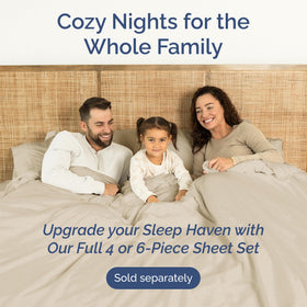 CGK Unlimited wheat color sheet adds warm bedroom vibe