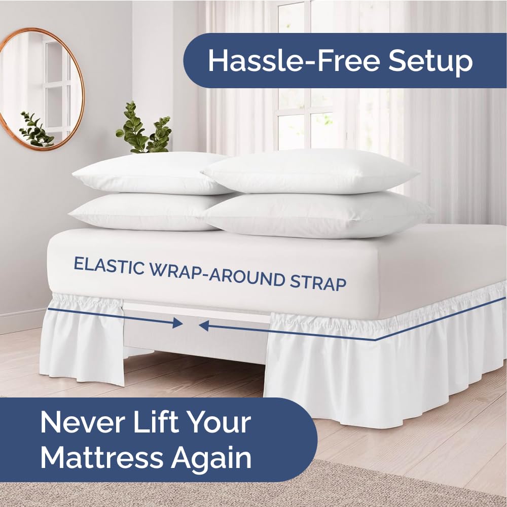 CGK Unlimited wrap-around bed skirt with 15-inch drop provides full coverage.