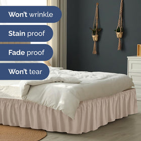 Close-up of brushed microfiber fabric on CGK Unlimited bed skirt.