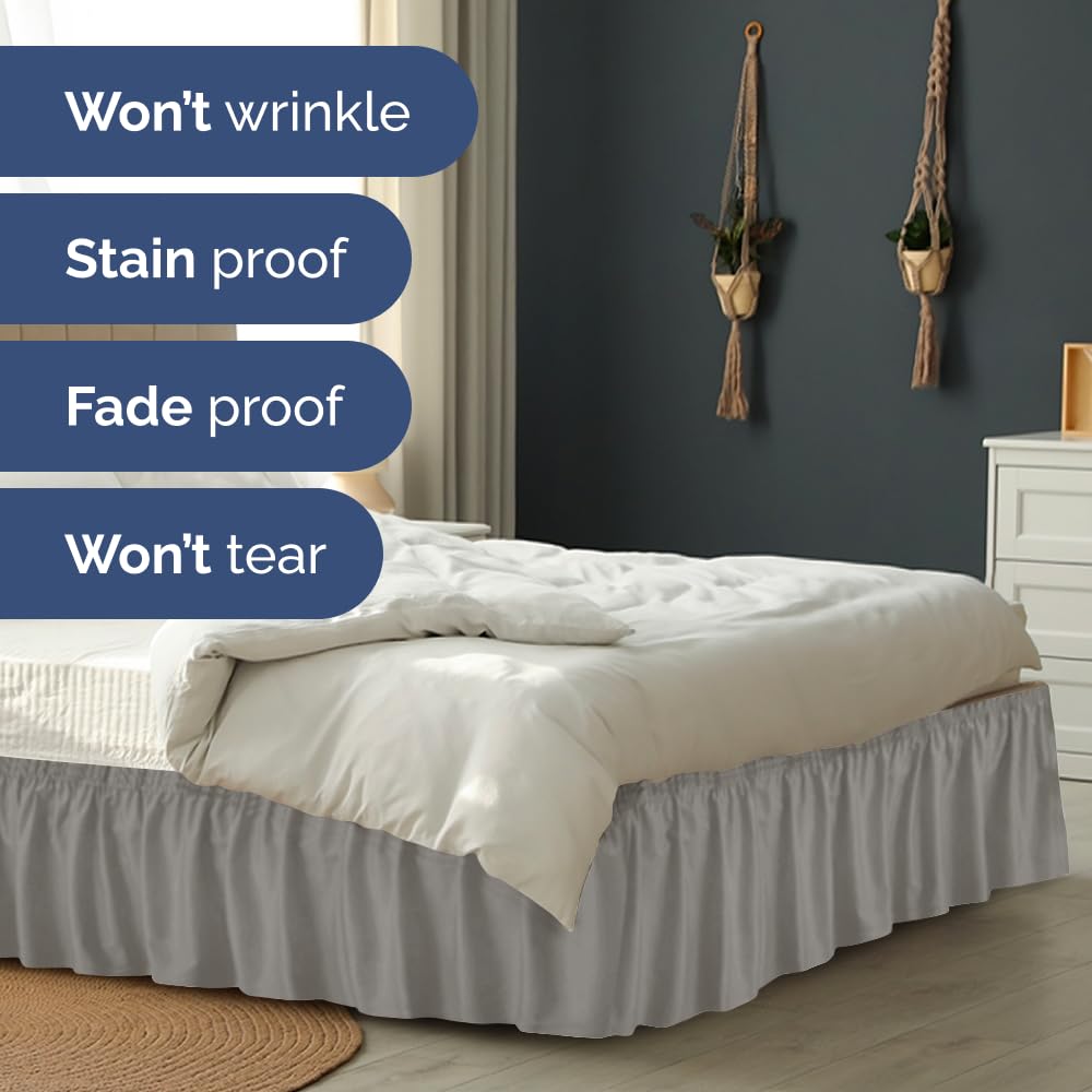 CGK Unlimited bed skirt machine washable for quick at-home cleaning.