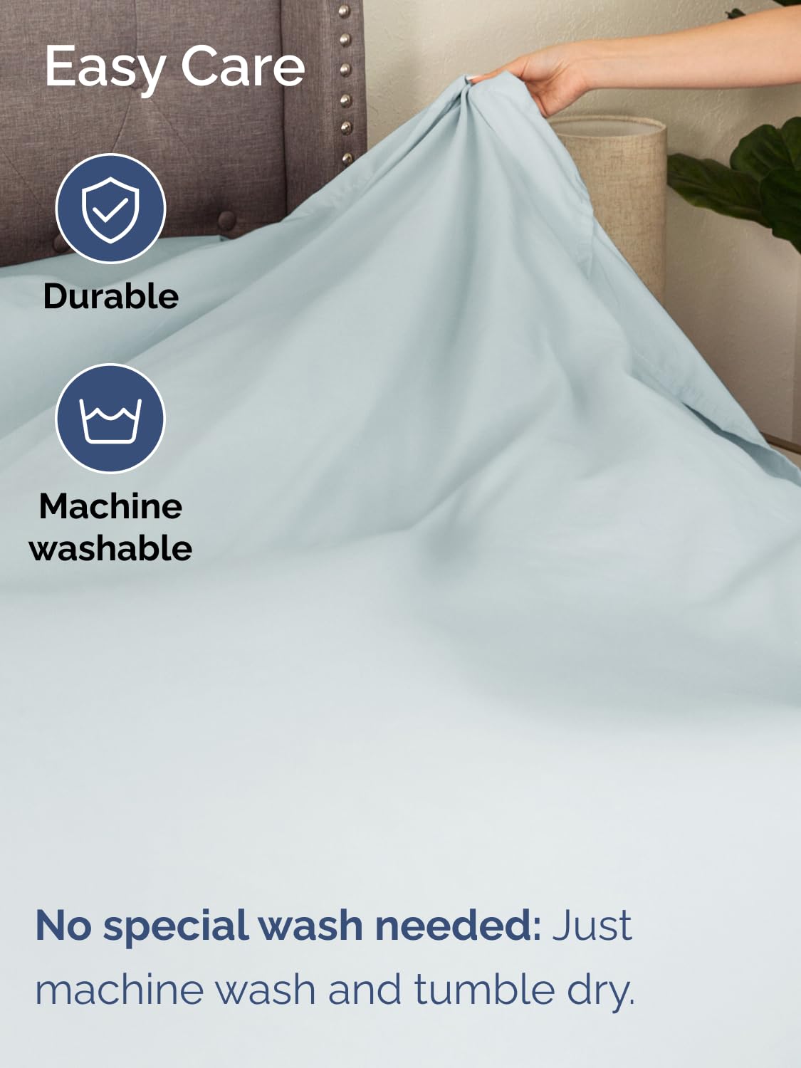 CGK Unlimited wrinkle-free finish offers a smooth, tidy bed look.