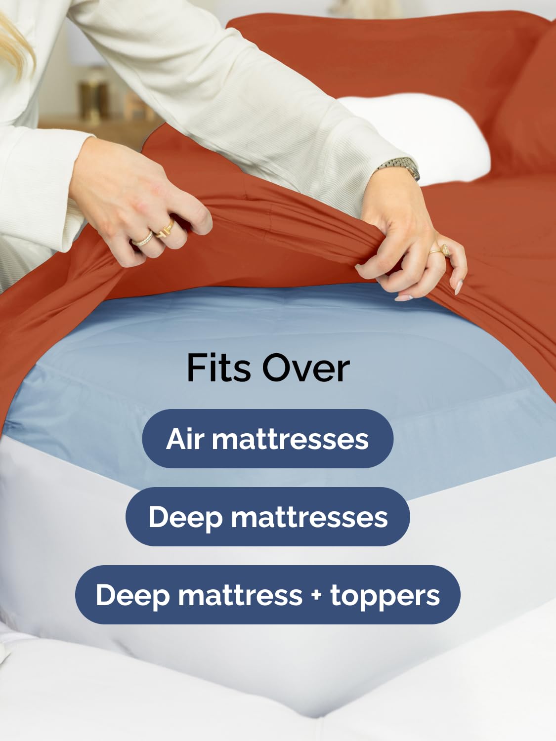 CGK Unlimited wrinkle-free terracotta king fitted sheet for daily use