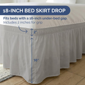Wrinkle-resistant CGK Unlimited bed skirt in light grey for durable use