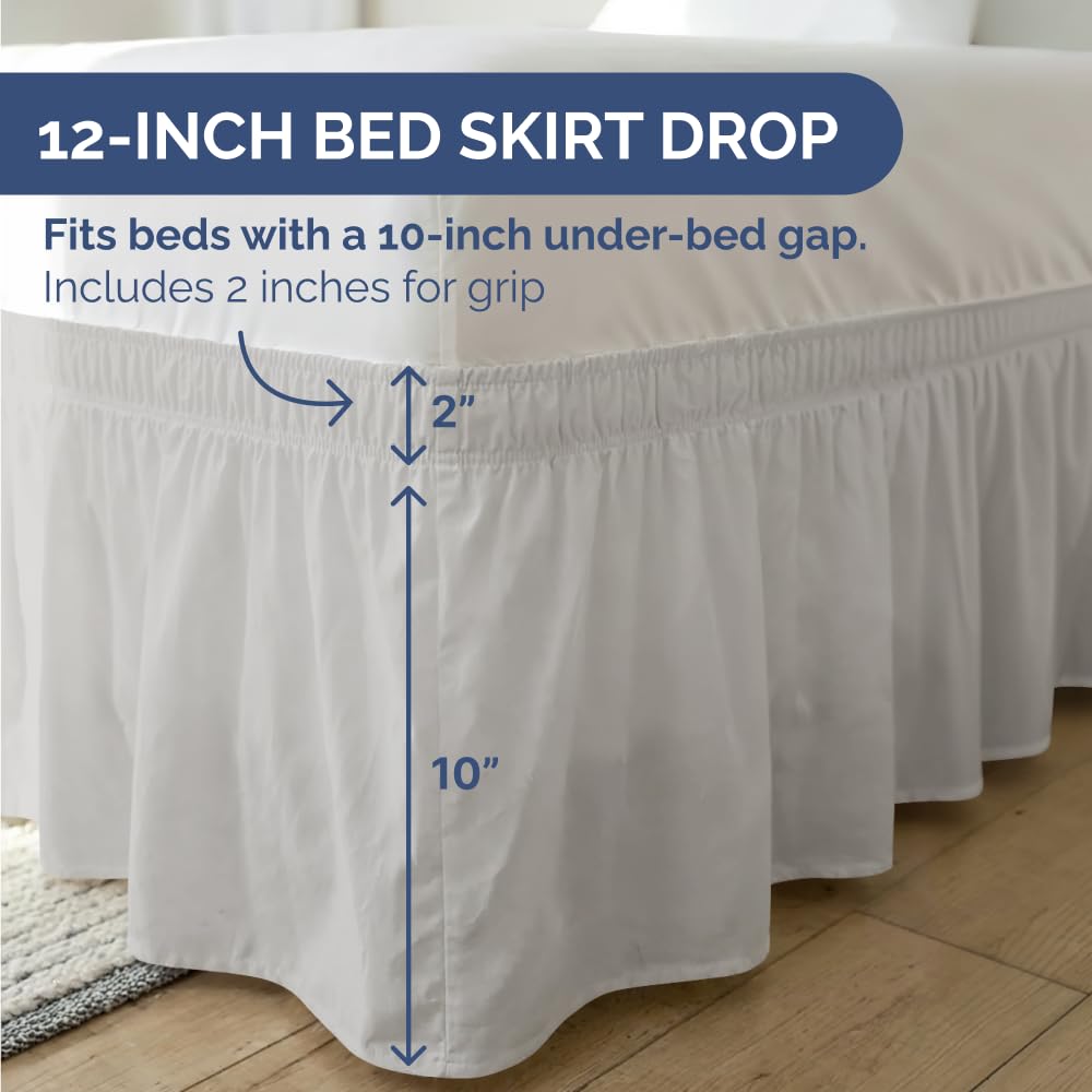 Wrinkle-resistant texture helps the bed skirt stay smooth after washing