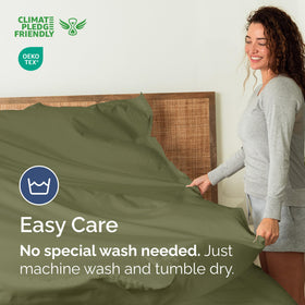 CGK Unlimited wrinkle-resistant fabric keeps bed tidy with easy care.