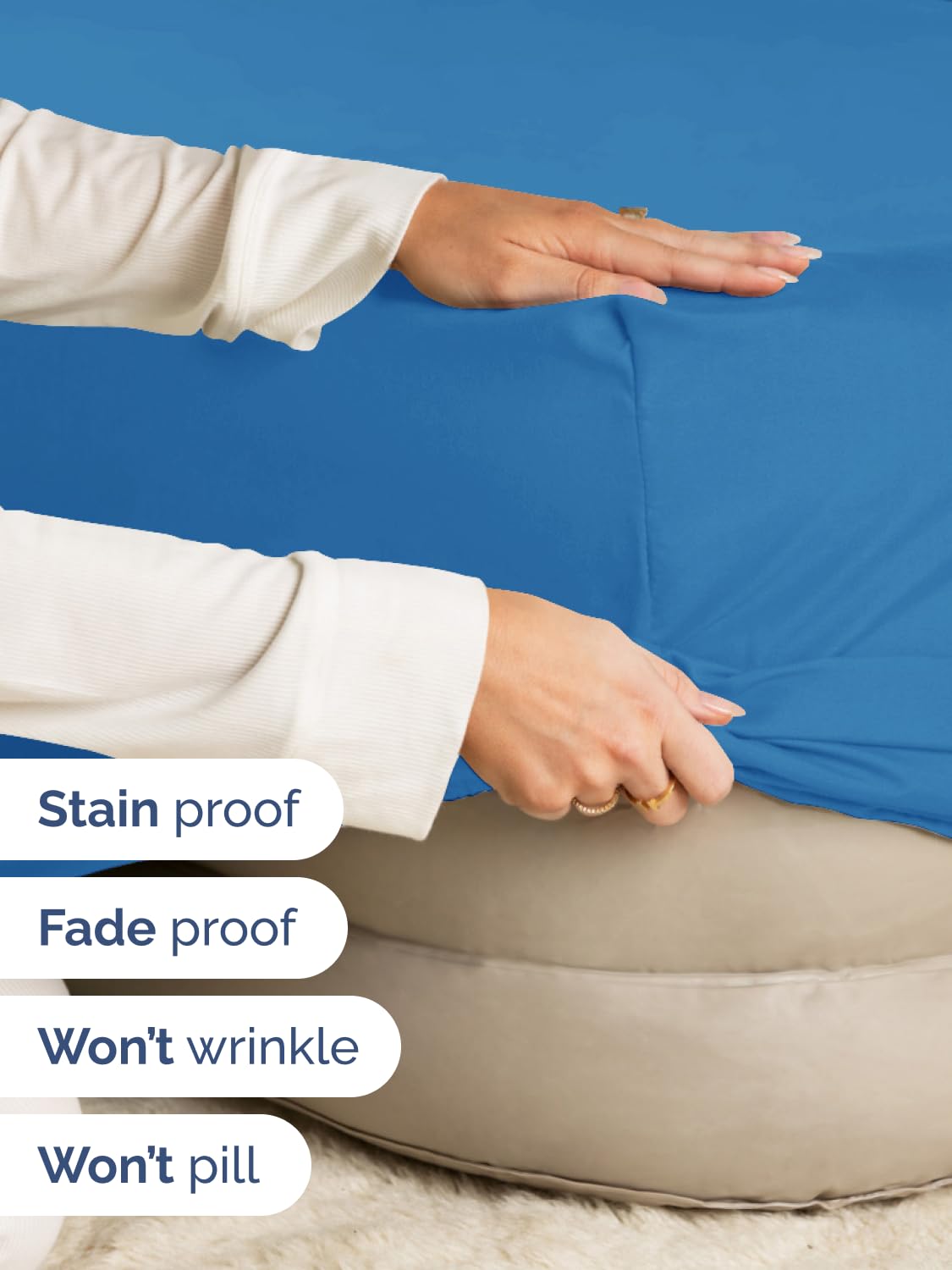 CGK Unlimited Royal Blue king sheet resists wrinkles for easy care.