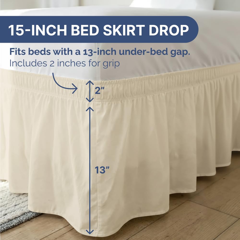 CGK Unlimited wrinkle-resistant and machine washable bed skirt in off white