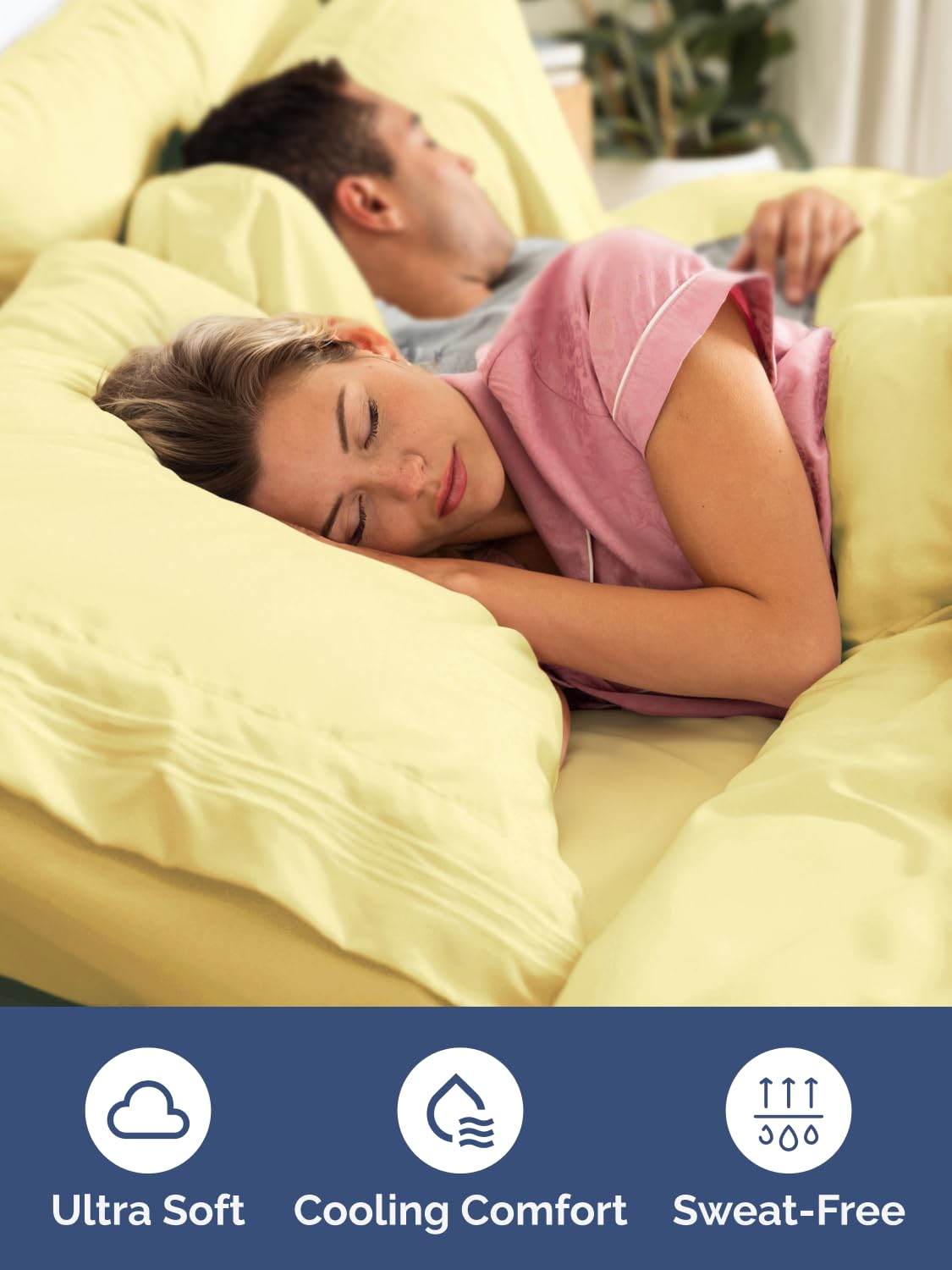 CGK Unlimited yellow queen fitted sheet soft fabric for everyday comfort.