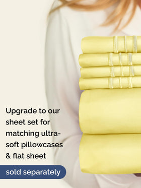 CGK Unlimited yellow queen sheet with durable dye resisting fading.