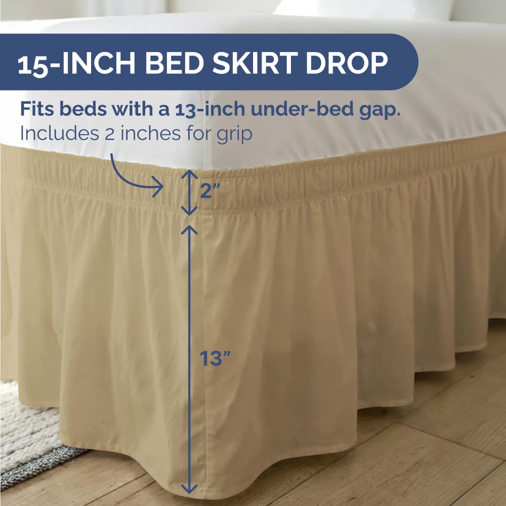 CGK Unlimited wrinkle-resistant bed skirt stays smooth for daily use.