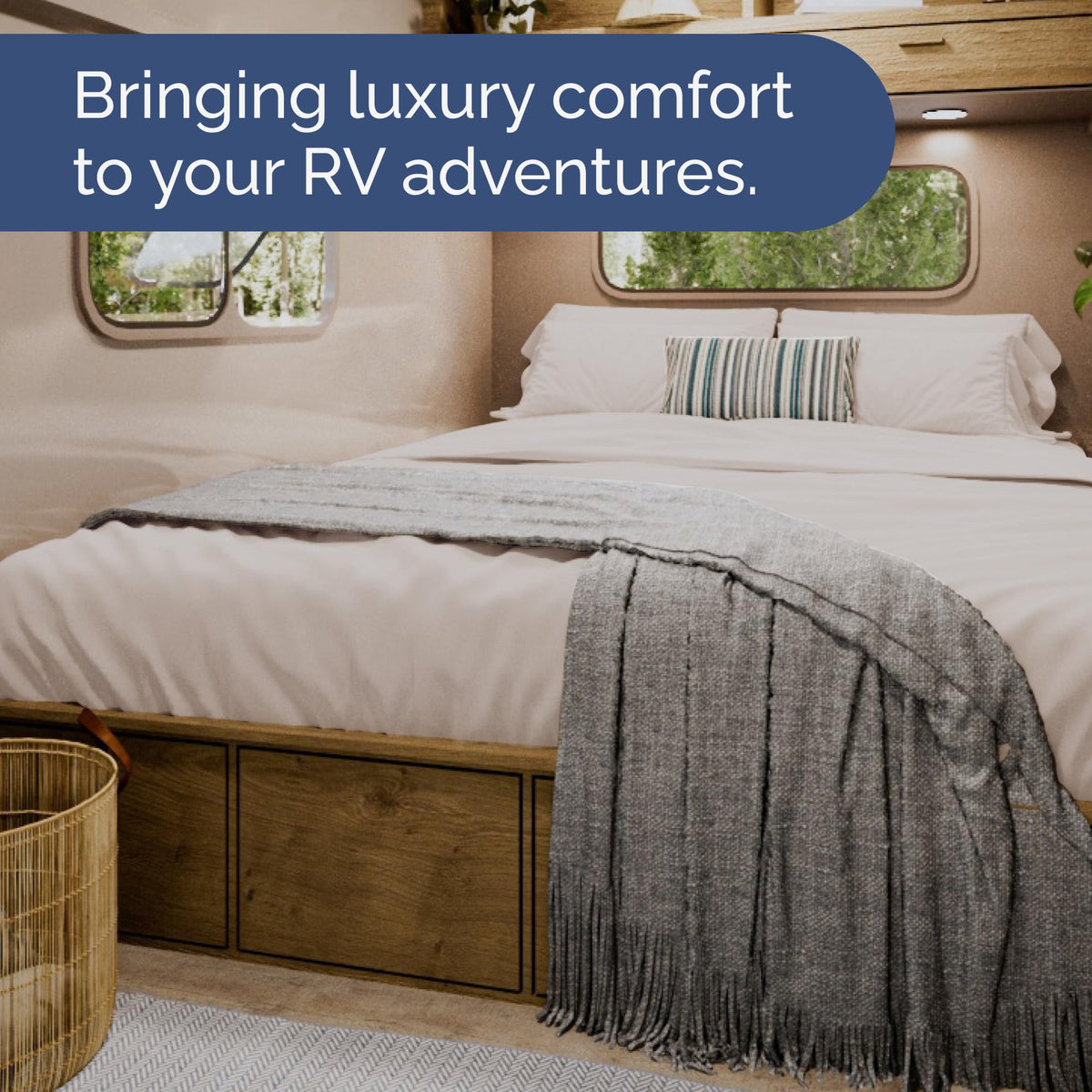 CGK Unlimited RV-ready bedding with deep pockets and secure tuck