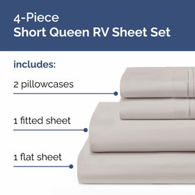 CGK Unlimited short queen fitted sheet on RV mattress demonstrating secure fit
