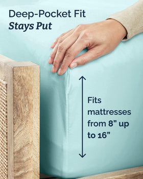 CGK Unlimited deep-pocket design fits mattresses up to 16 inches.