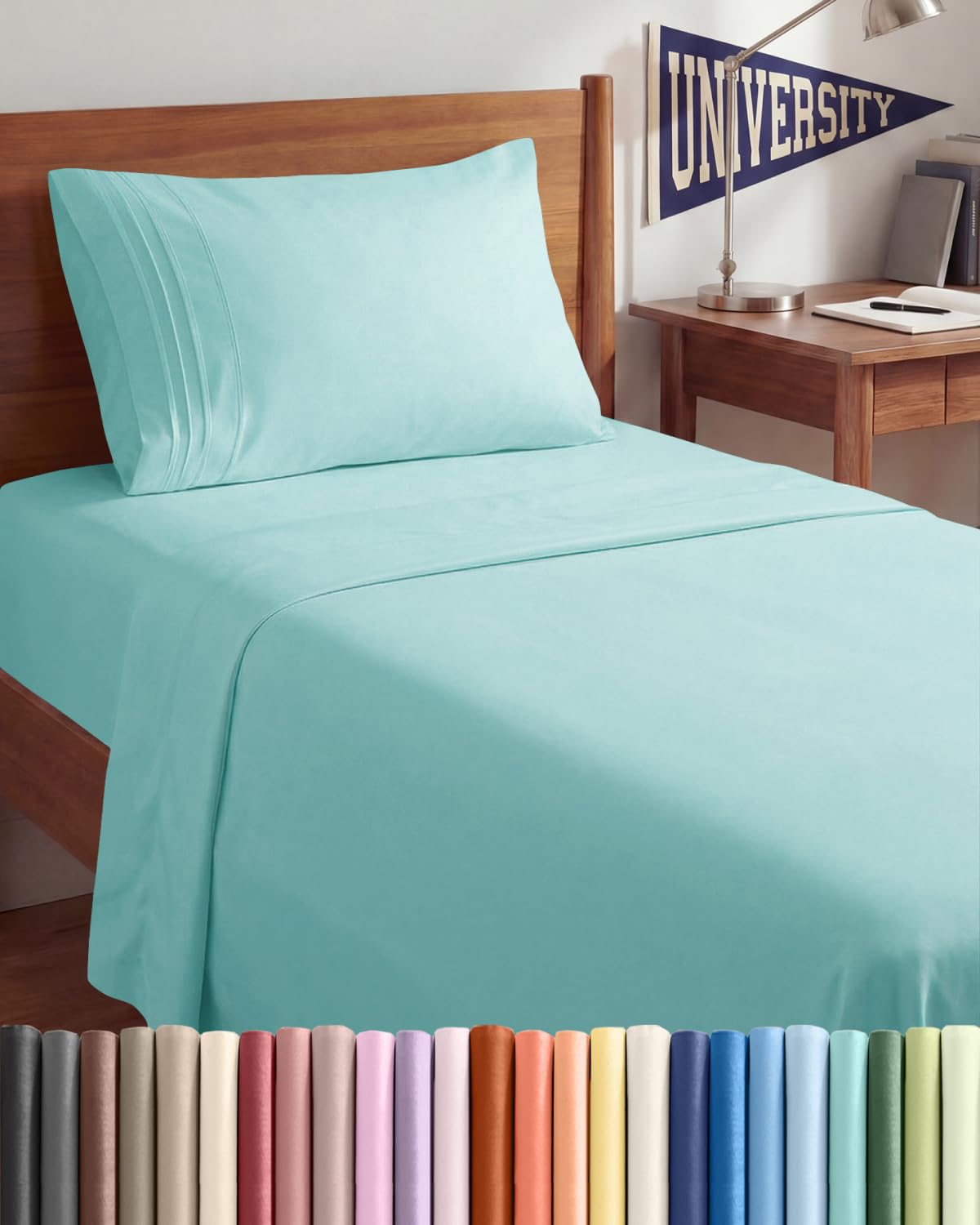 CGK Unlimited Twin XL 3pc sheet set fitted sheet with universal deep-pocket fit.