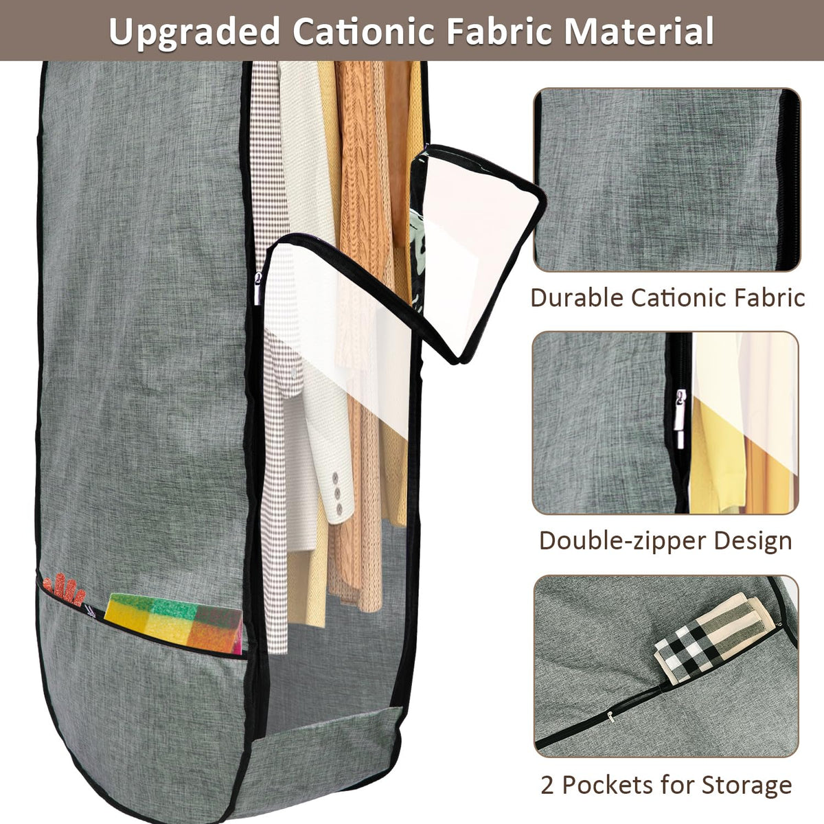 Chakera double-zipper design enables easy access to clothes.