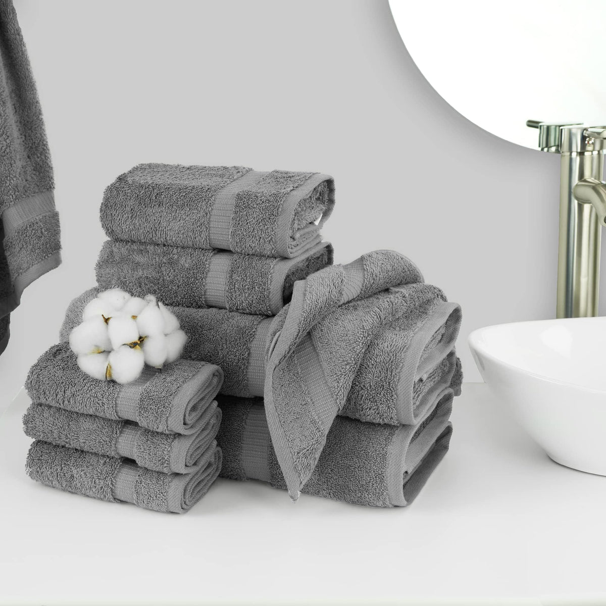 Chakir Turkish Linens 2 bath towels in gray deliver luxury and everyday softness.