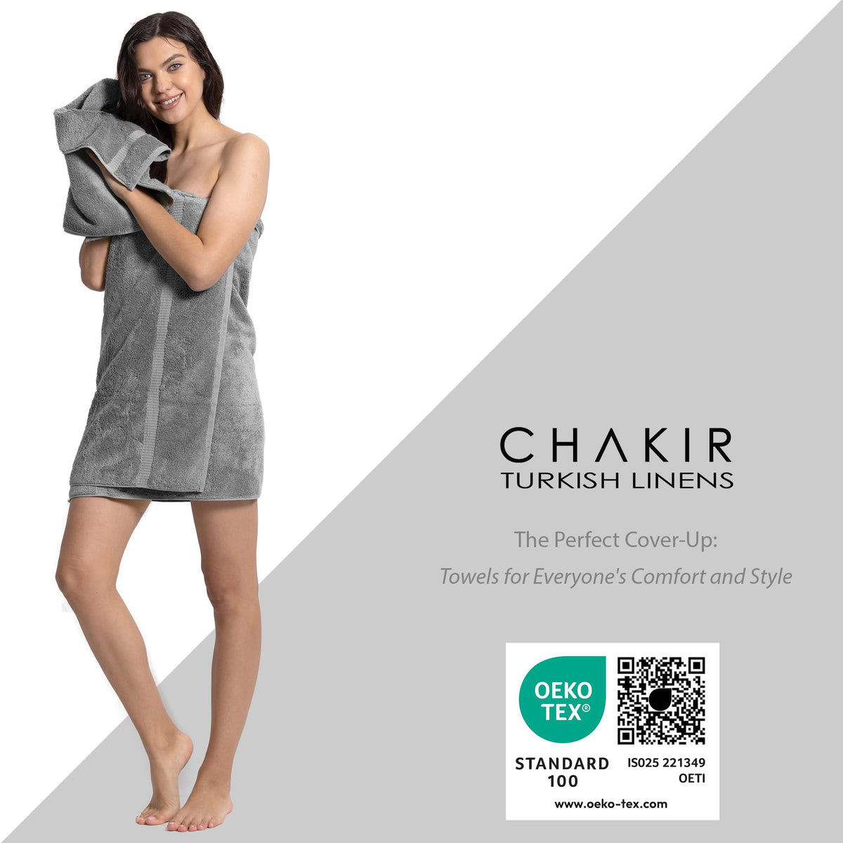 Chakir Turkish Linens 2 hand towels in gray are perfect for daily drying.