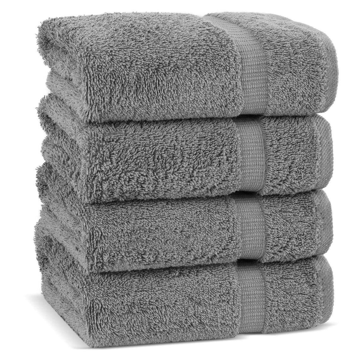 Chakir Turkish Linens 4-piece hand towels in gray with plush absorbent cotton for daily use.