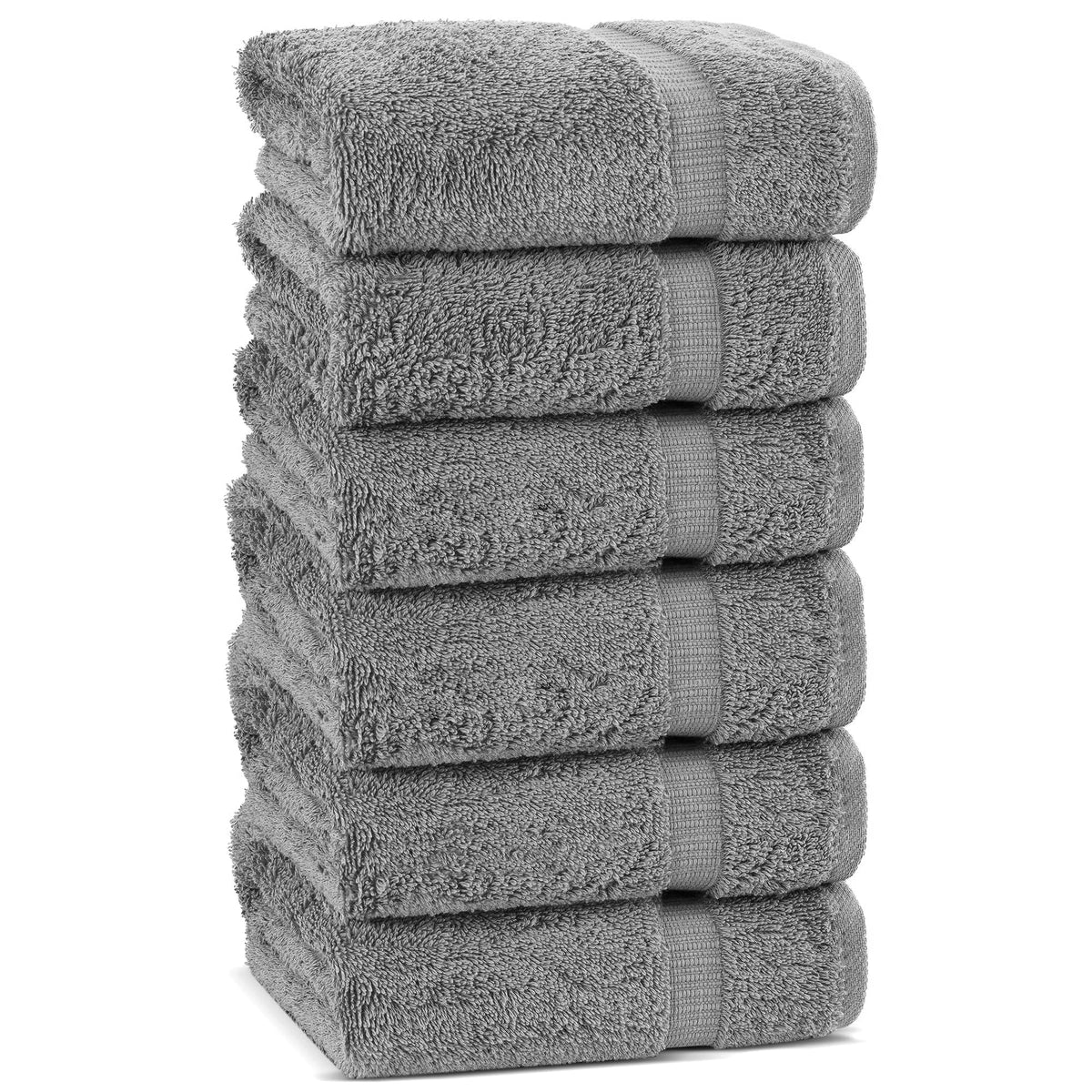 Chakir Turkish Linens 6-piece hand towel set in gray offers plush absorbency for daily use.
