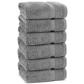 Chakir Turkish Linens 6-piece hand towel set in gray offers plush absorbency for daily use.