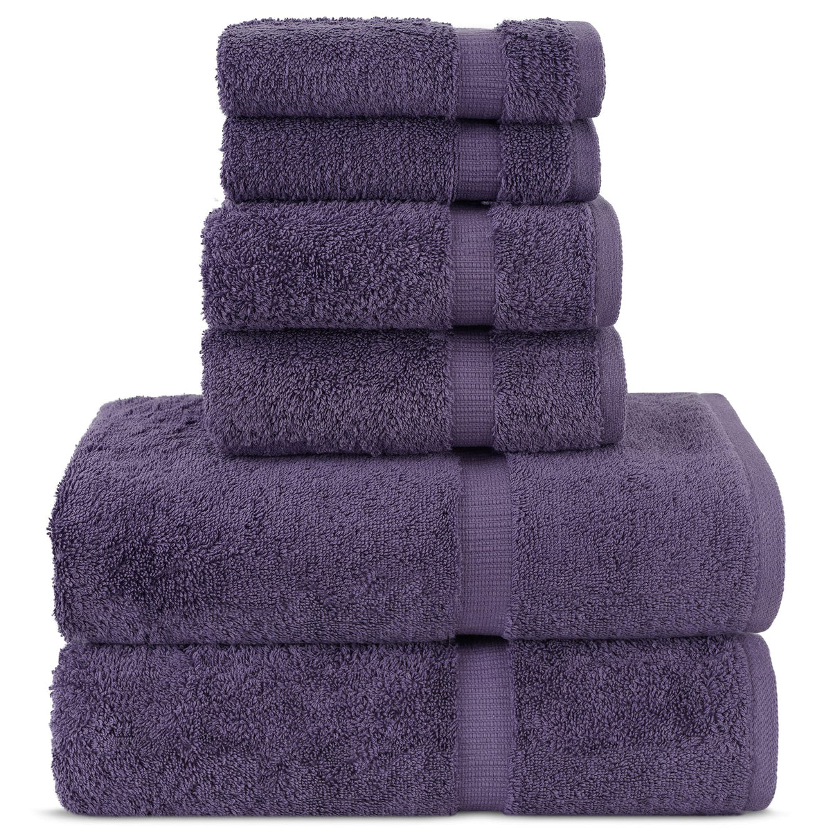 Chakir Turkish Linens 6pc towels set bath towels in plum for daily spa-like softness.