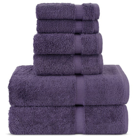 Chakir Turkish Linens 6pc towels set bath towels in plum for daily spa-like softness.