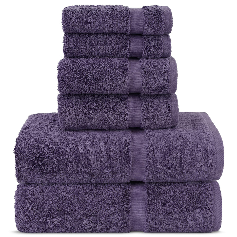 Chakir Turkish Linens 6pc towels set bath towels in plum for daily spa-like softness.
