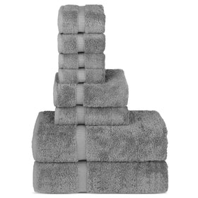 Chakir Turkish Linens 8-towel set with gray bath towels offering plush absorbency.