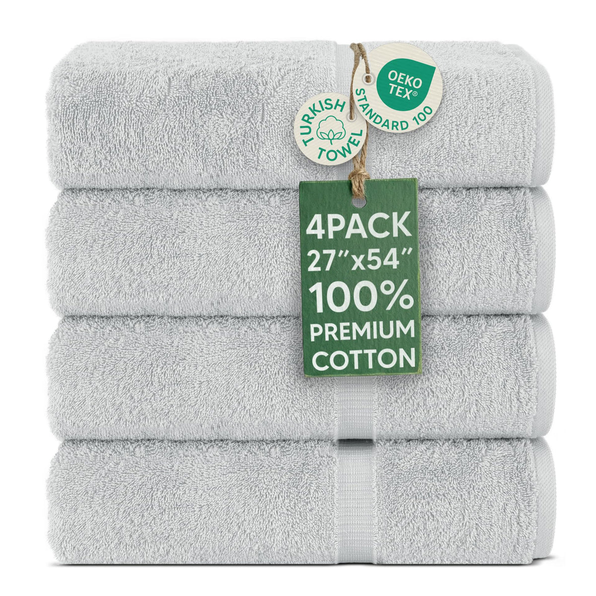 Chakir Turkish Linens bath towel in silver gray, plush and absorbent.