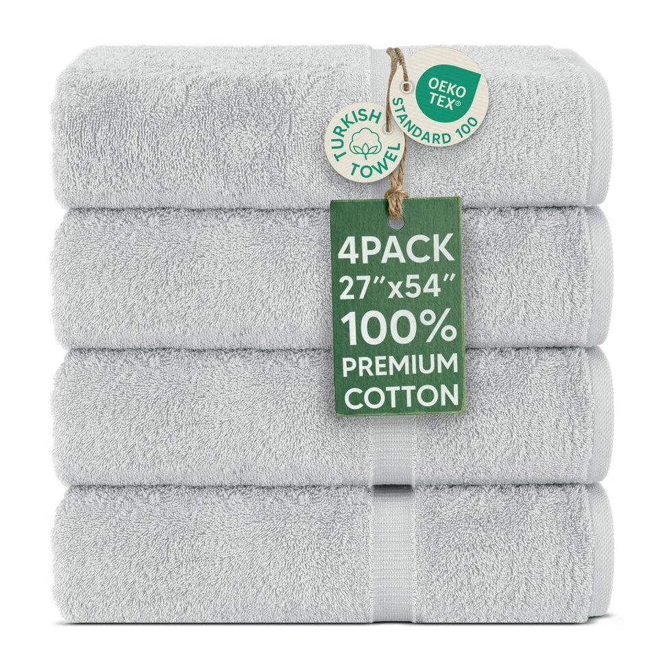 Chakir Turkish Linens bath towel in silver gray, plush and absorbent.
