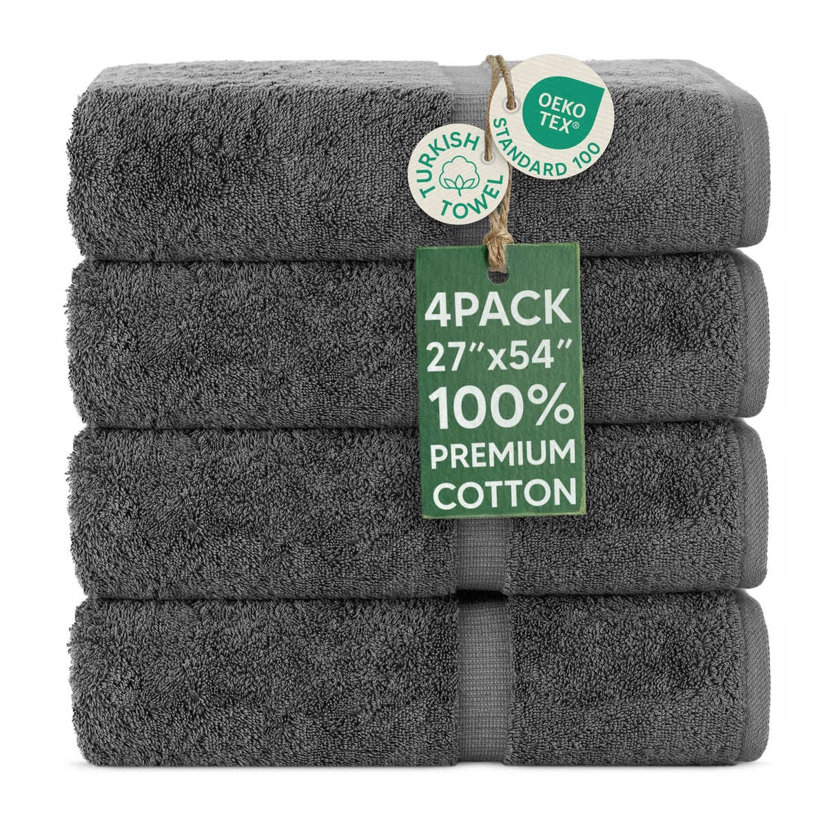 Chakir Turkish Linens bath towel set 4-piece folded showing plush cotton softness and absorbency