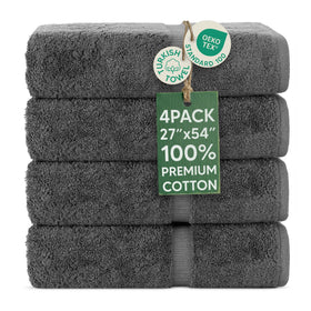 Chakir Turkish Linens bath towel set 4-piece folded showing plush cotton softness and absorbency