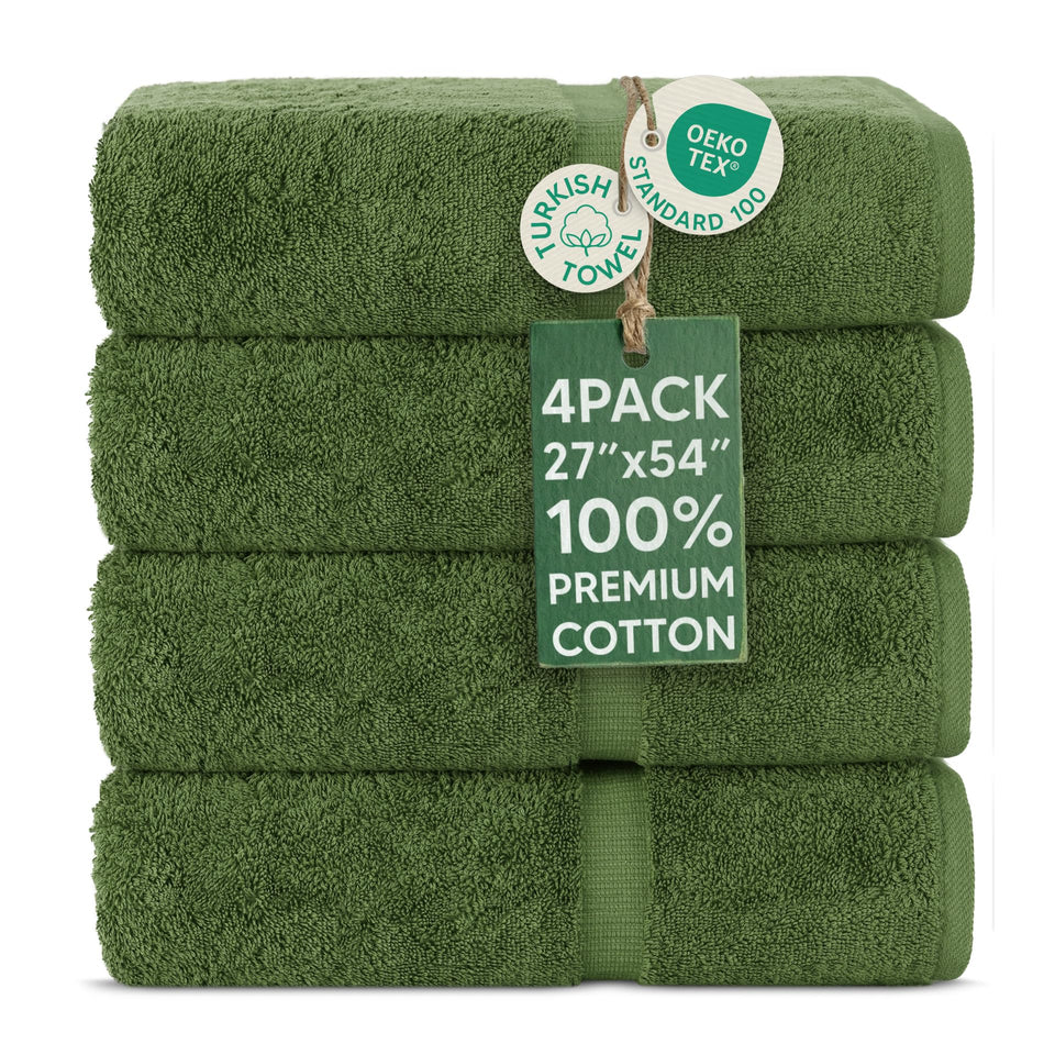 Chakir Turkish Linens bath towel set 4-piece offers plush absorbency for home spa moments