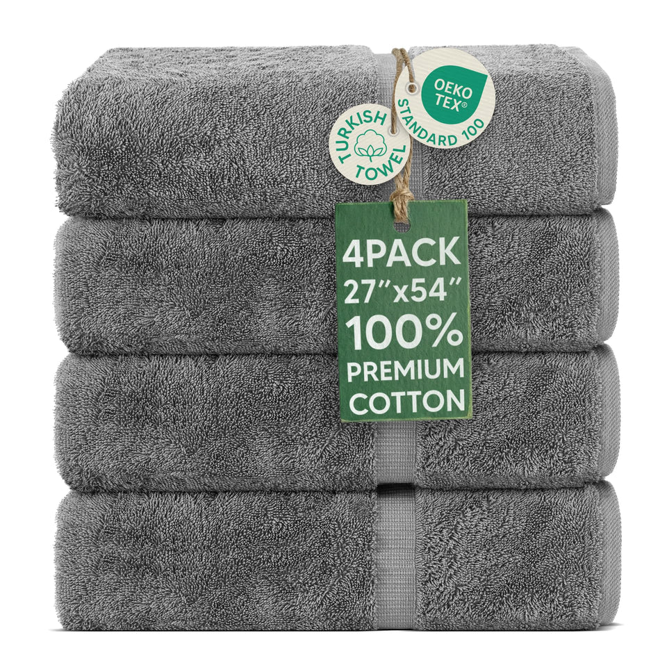 Chakir Turkish Linens gray towels, folded, showing soft luxury