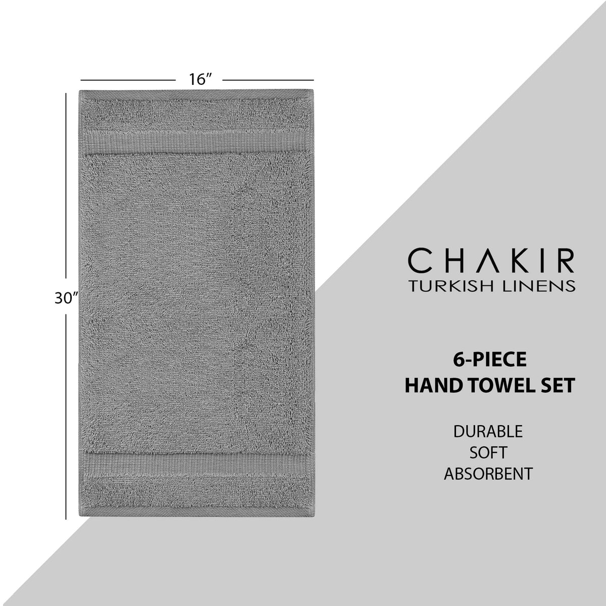 Perfect gift or bathroom decor with Chakir Turkish Linens 16x30 gray towels.