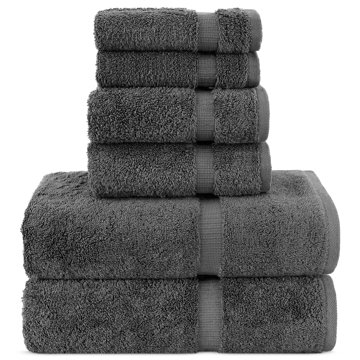 Chakir Turkish Linens dark gray 6-piece towel set ready for daily luxury and home spa.