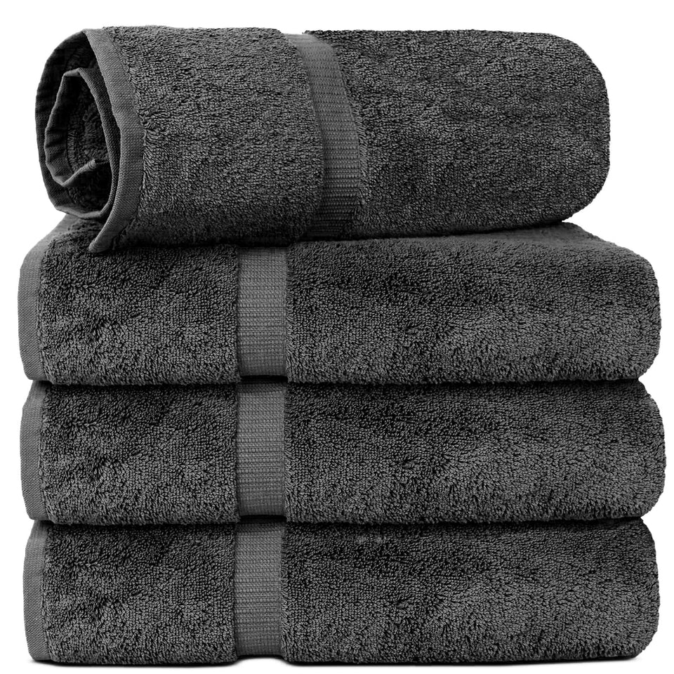 Chakir Turkish Linens dark gray bath towel with premium cotton and high absorbency.