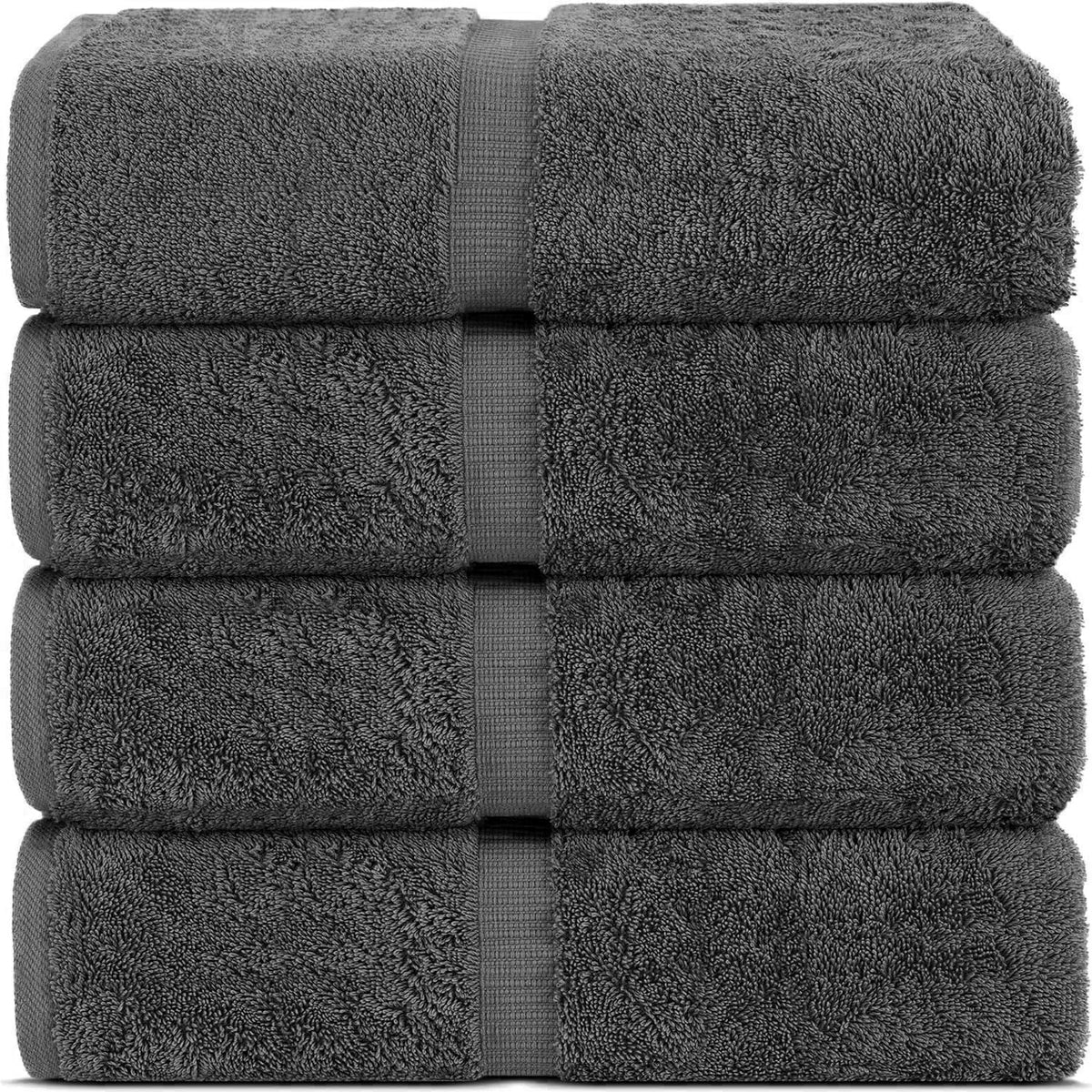 Chakir Turkish Linens dark gray bath towel pile showing plush softness