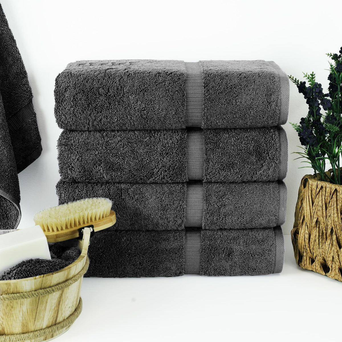 Chakir Turkish Linens dark gray towels close up weave highlighting durability