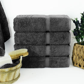 Chakir Turkish Linens dark gray towels close up weave highlighting durability