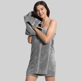 Chakir Turkish Linens Denizli craftsmanship highlights durability in gray towels.