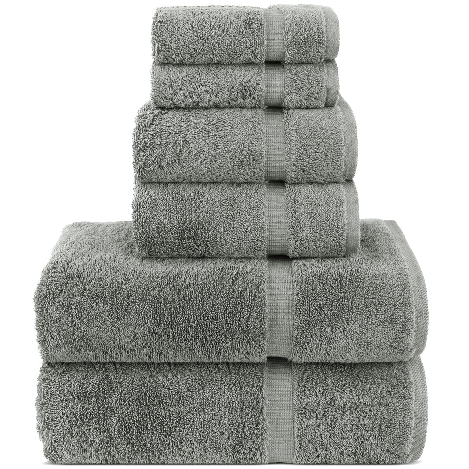 Chakir Turkish Linens gray bath towels 27x54 show plush softness and high absorbency.