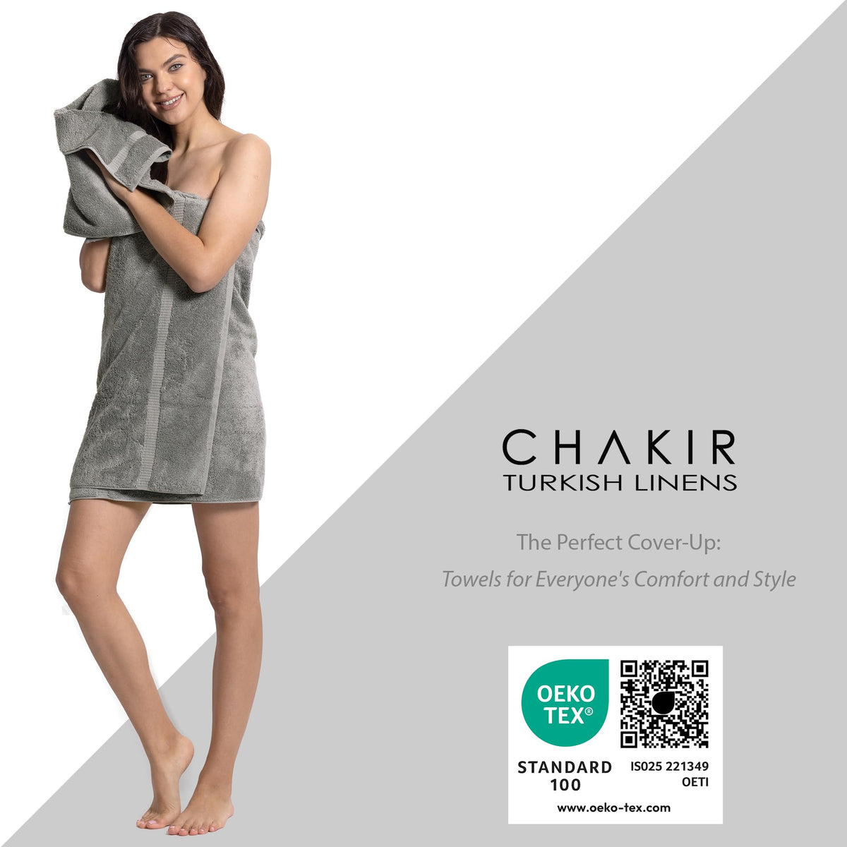 Chakir Turkish Linens gray washcloths 13x13 offer gentle cleansing.