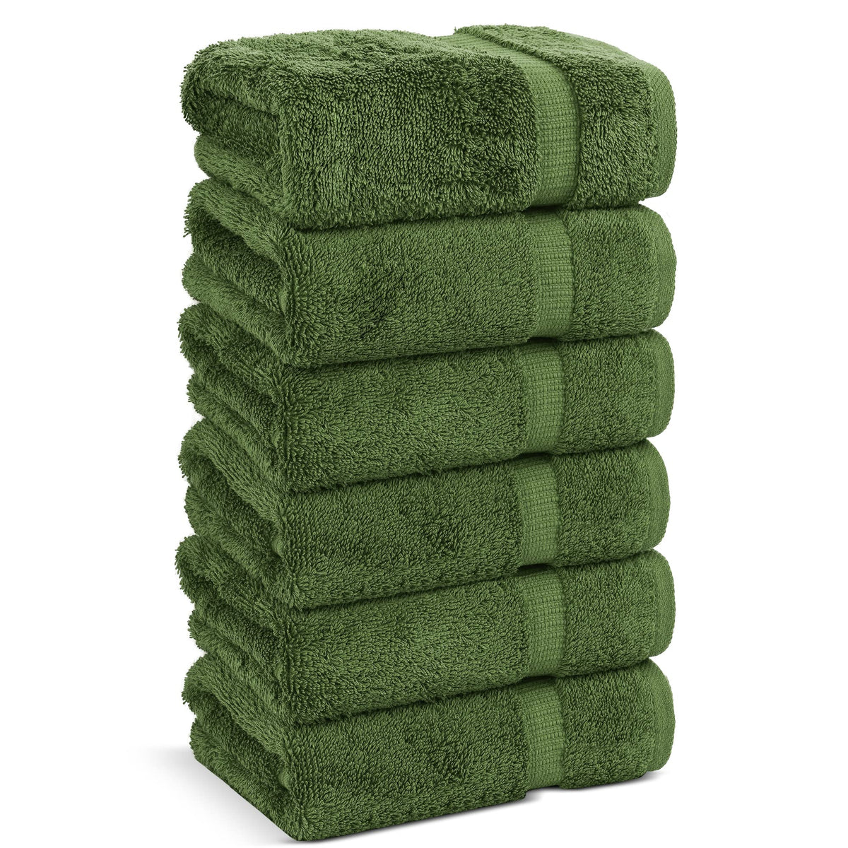 Chakir Turkish Linens moss hand towels pack front view showing soft, absorbent cotton.