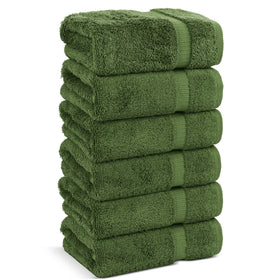Chakir Turkish Linens moss hand towels pack front view showing soft, absorbent cotton.