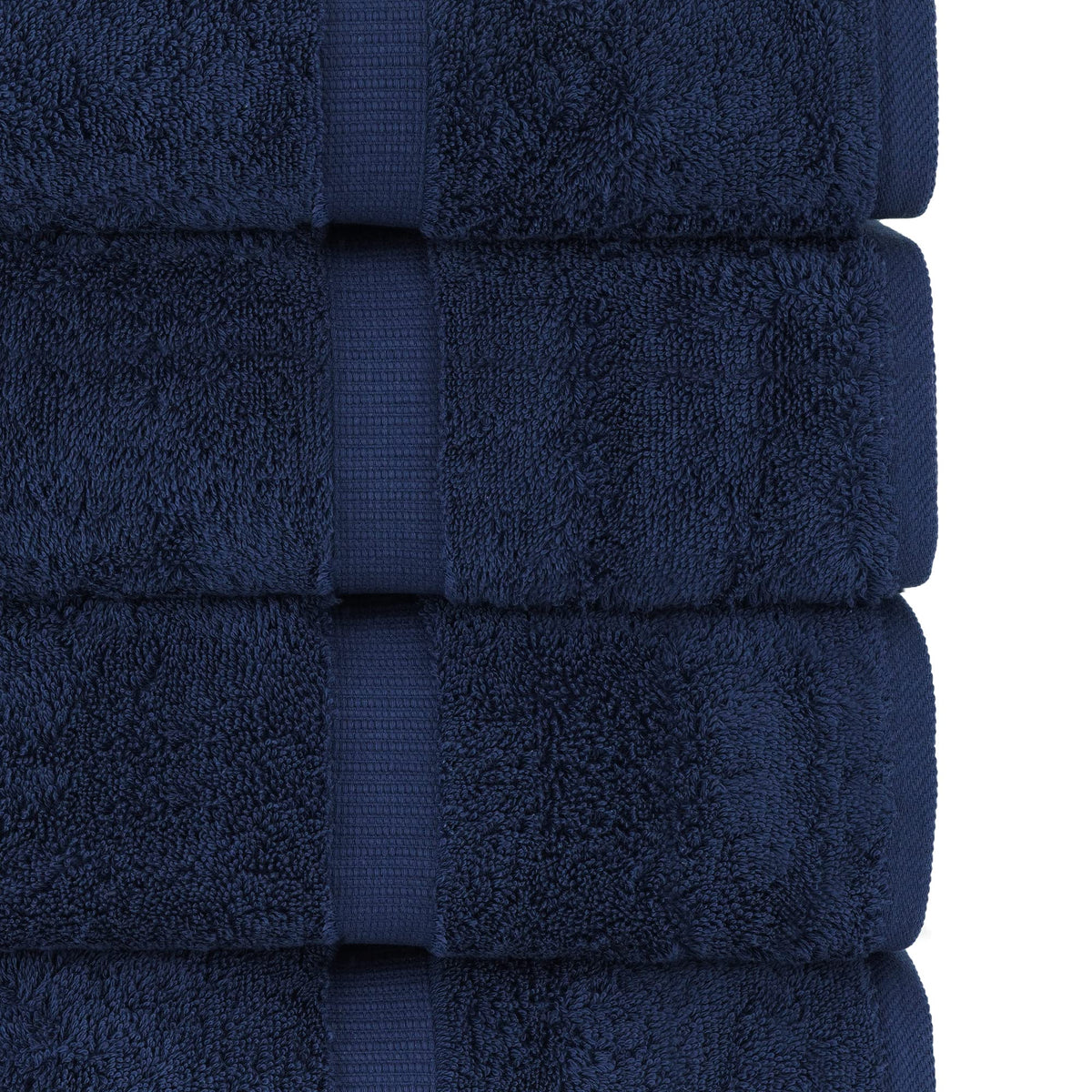 Chakir Turkish Linens navy double-stitched hem highlights durability and long wear.