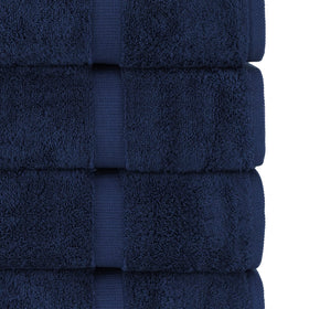 Chakir Turkish Linens navy double-stitched hem highlights durability and long wear.