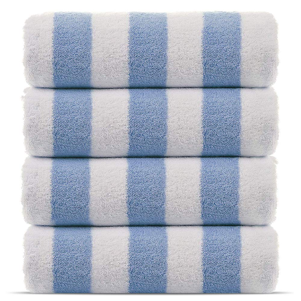 Chakir Turkish Linens pool towel 4-pack setup shows durable, soft cotton for beach days.