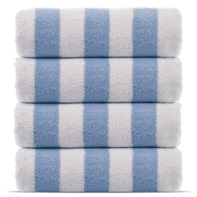 Chakir Turkish Linens pool towel 4-pack setup shows durable, soft cotton for beach days.